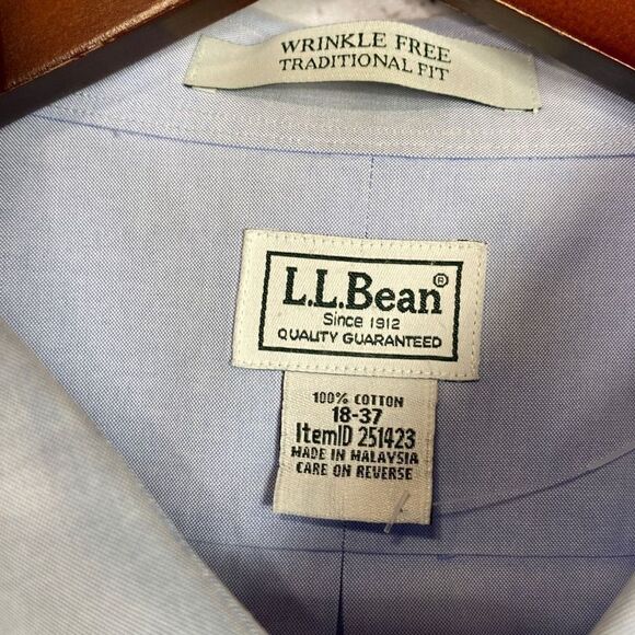 Bundle 2 L.L. Bean Traditional Fit Wrinkle Free Cotton Shirts Blue 18‎ - Picture 7 of 11